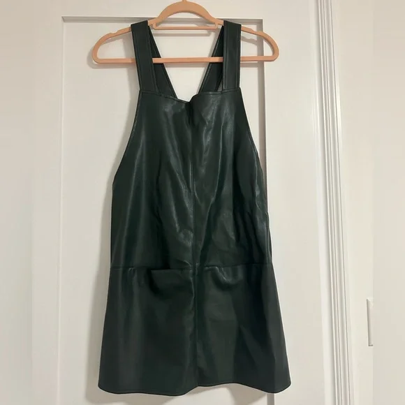 Leather Overall Dress | Color: Green | Size: Xs | Carolynlowe13's Closet Leather Overall Dress | Color: Green | Size: Xs | Carolynlowe13's Closet
